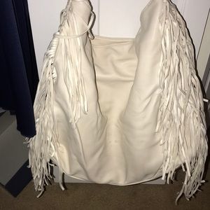White fringe purse